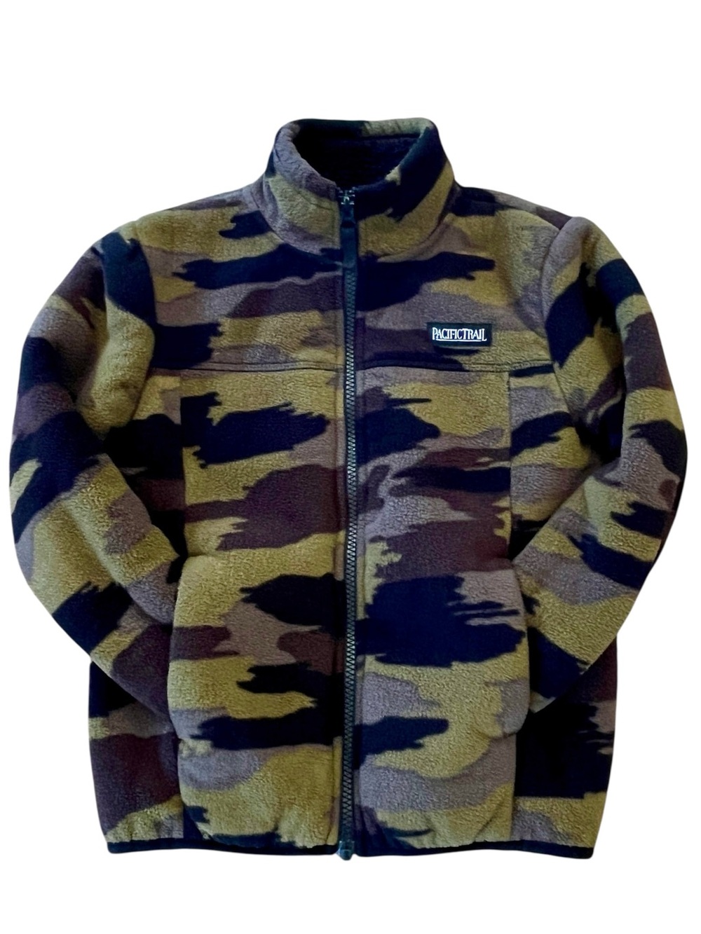 Boys Sherpa Lined Camouflage Full Zip Fleece Jacket Outerwear XS 5/6 Warm Thick